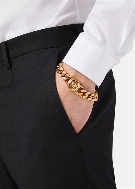 are versace bracelet real gold|versace gold bracelet men.